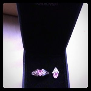 Solid white gold and diamond ring and pendant set